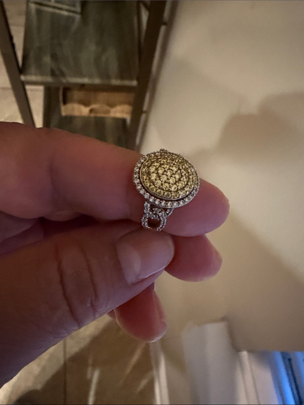 Elegant Two-Tone Pavé Dome Ring - Gold and Silver